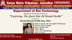 Extension lecture on : Exploring the quiet side of mental health” to celebrate World Mental Health Day