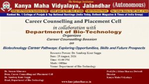 Career Counselling Session on “Biotechnology Career Pathways: Exploring Opportunities, Skills and Future Prospects